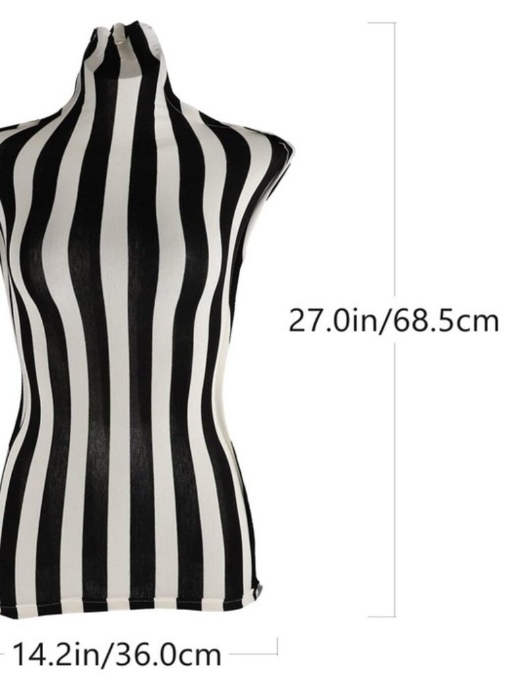 Black and White stripe Female Mannequin Cloth Cover - Picture 10 of 12